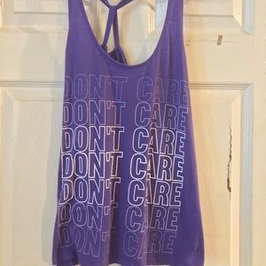 Purple tank “don’t care”